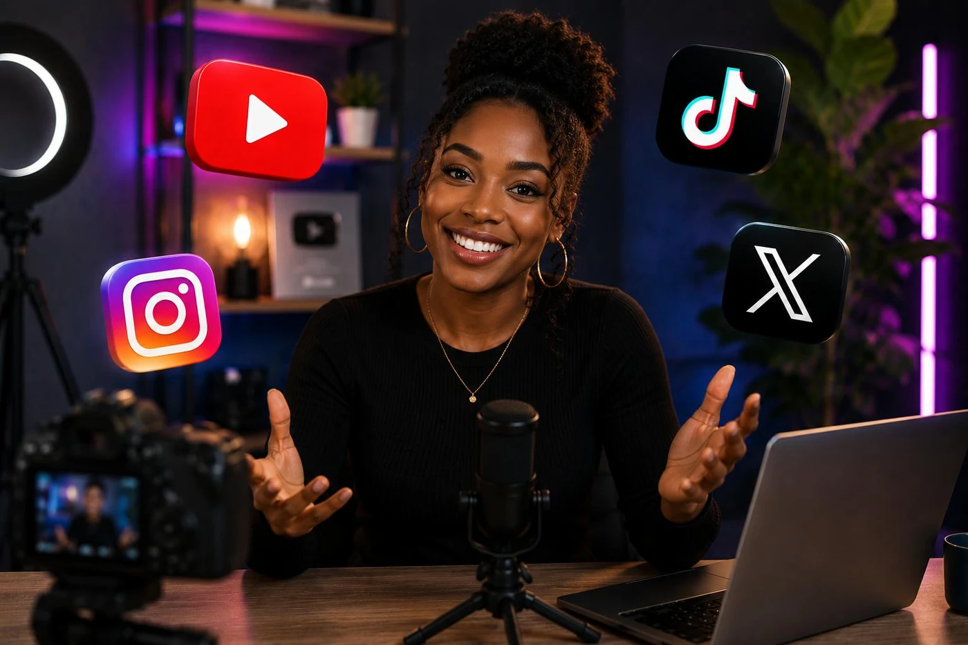 Une créatrice de contenu enregistrant une vidéo autour de Trade Capital